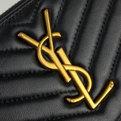YVES SAİNT LAURENT ZİPPY WALLET HAKİKİ DERİ CÜZDAN SİYAH/NİKEL VE ALTIN AKSESUAR SEÇENEĞİ İLE 