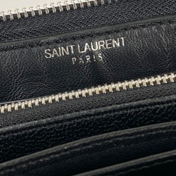YVES SAİNT LAURENT ZİPPY WALLET HAKİKİ DERİ CÜZDAN SİYAH/NİKEL VE ALTIN AKSESUAR SEÇENEĞİ İLE 