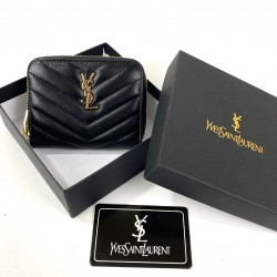 YVES SAİNT LAURENT ZİP AROUND WALLET HAKİKİ DERİ CÜZDAN SİYAH/ALTIN AKSESUAR