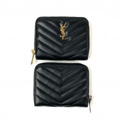 YVES SAİNT LAURENT ZİP AROUND WALLET HAKİKİ DERİ CÜZDAN SİYAH/ALTIN AKSESUAR