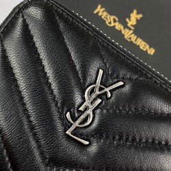 YVES SAİNT LAURENT ZİP AROUND WALLET HAKİKİ DERİ CÜZDAN SİYAH/NİKEL GÜMÜŞ AKSESUAR