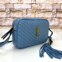 YVES SAİNT LAURENT LOU CAMERA BAG HAKİKİ DERİ BAYAN ÇANTA BEBE MAVİSİ