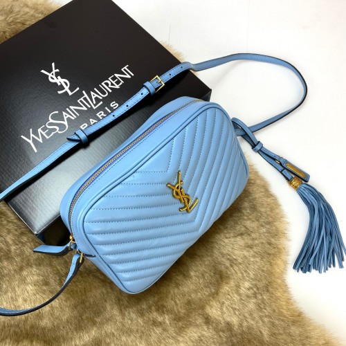YVES SAİNT LAURENT LOU CAMERA BAG HAKİKİ DERİ BAYAN ÇANTA BEBE MAVİSİ