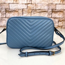 YVES SAİNT LAURENT LOU CAMERA BAG HAKİKİ DERİ BAYAN ÇANTA BEBE MAVİSİ