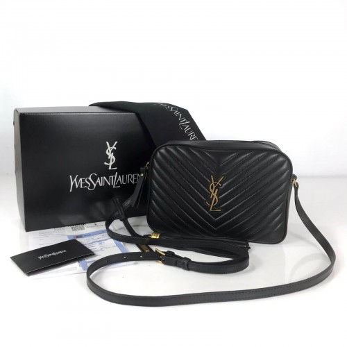 YVES SAİNT LAURENT LOU CAMERA BAG HAKİKİ DERİ BAYAN ÇANTA SİYAH ALTIN AKSESUAR
