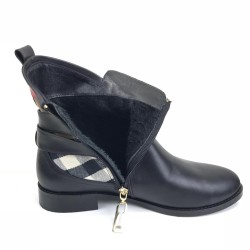 BURBERRY PRYLE HOUSE CHECK ANKLE BOOTS HAKİKİ DERİ