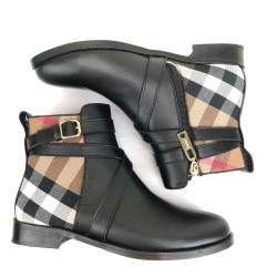BURBERRY HOUSE CHECK ANKLE BOOTS HAKİKİ DERİ