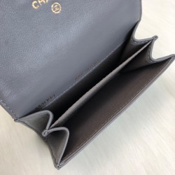 CHANEL FLAP WALLET MİNİ HAKİKİ DERİ CÜZDAN GRİ
