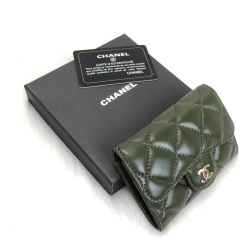 CHANEL FLAP WALLET MİNİ HAKİKİ DERİ CÜZDAN YEŞİL