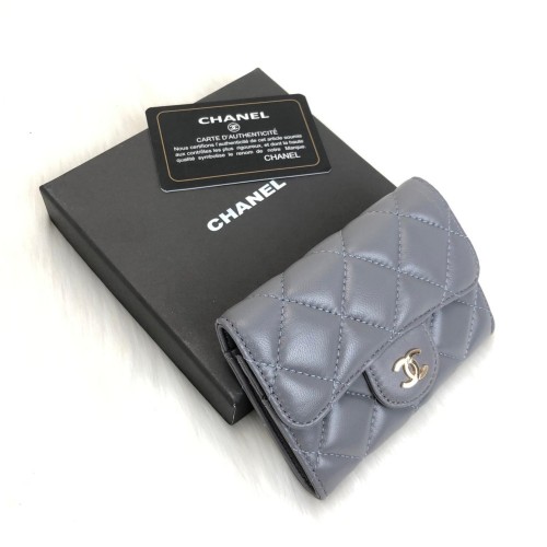 CHANEL FLAP WALLET MİNİ HAKİKİ DERİ CÜZDAN GRİ