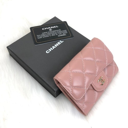 CHANEL FLAP WALLET MİNİ HAKİKİ DERİ CÜZDAN PUDRA PEMBESİ