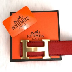 HERMES BUCKLE BELT HAKİKİ DERİ UNİSEX KEMER KIRMIZI