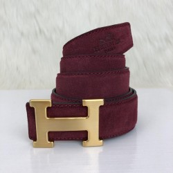 HERMES BUCKLE BELT HAKİKİ DERİ UNİSEX  BORDO